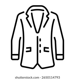 A linear style icon representing coat