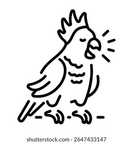 Um ícone de estilo linear que representa o cockatiel