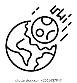 A linear style icon representing comet impact