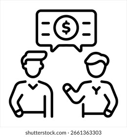 A linear style icon representing conversation