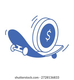 Un icono de estilo lineal que representa la moneda 


