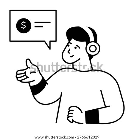 A linear style icon representing customer service

