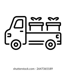 A linear style icon representing delivery truck