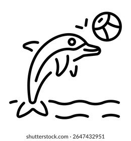 Ein lineares Symbol, das das Abspielen eines Delfins darstellt