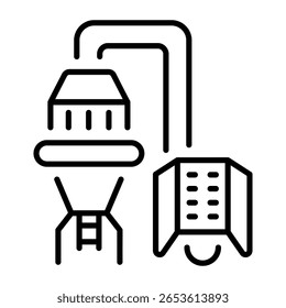 A linear style icon representing dust collector