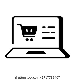 Um ícone de estilo linear representando o site de comércio eletrônico