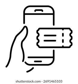 A linear style icon representing electronic ticket