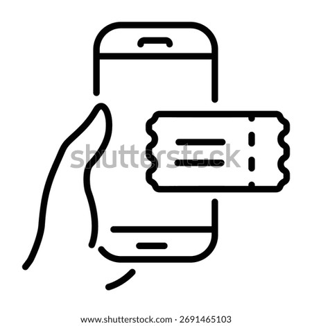 A linear style icon representing electronic ticket