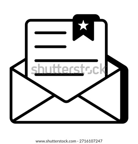 A linear style icon representing email bookmark