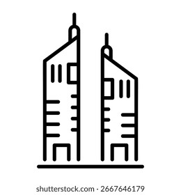 Icono de estilo lineal que representa las torres de los emiratos