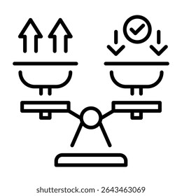 A linear style icon representing equilibrium point