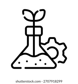 Un icono de estilo lineal que representa el campo de la bioingeniería