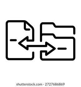 Un icono de estilo lineal que representa el uso compartido de archivos