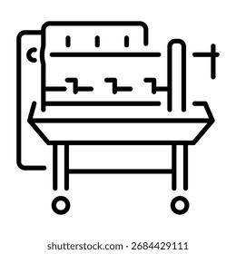 A linear style icon representing filter press