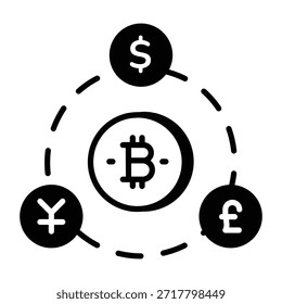 Um ícone de estilo linear que representa a rede financeira