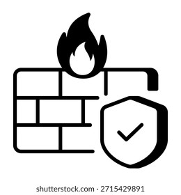 Um ícone de estilo linear que representa a proteção de firewall
