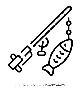 A linear style icon representing fish rod