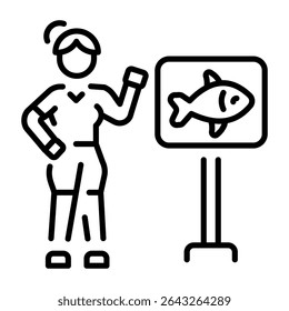 Un icono de estilo lineal que representa el lugar de pesca