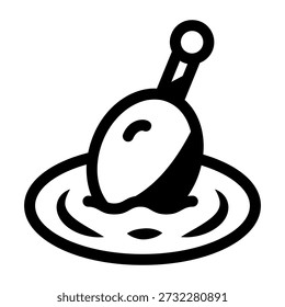 Un icono de estilo lineal que representa la pesca bobber
