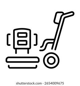 Um ícone de estilo linear que representa o polidor de piso