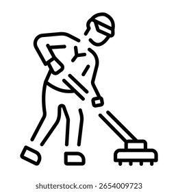 Un icono de estilo lineal que representa el limpiador de suelos  