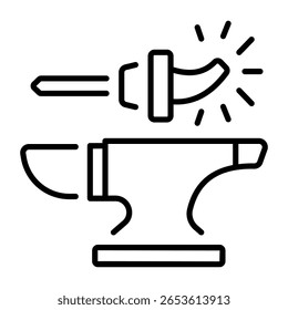 A linear style icon representing forging hammer
