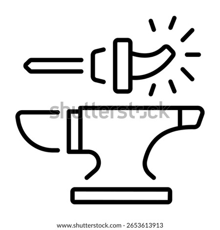 A linear style icon representing forging hammer