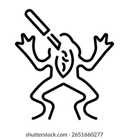 Um ícone de estilo linear representando a anatomia da rã