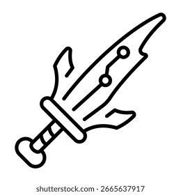 Un icono de estilo lineal que representa la espada futurista