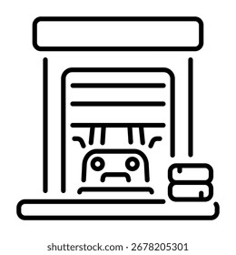 Um ícone de estilo linear que representa a garagem
