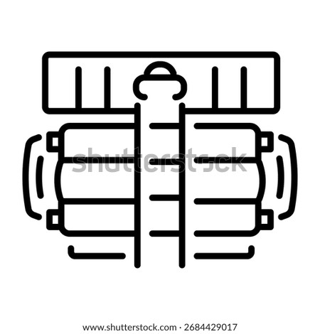 A linear style icon representing gas refinery