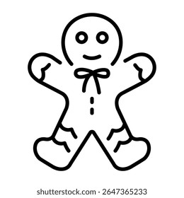 Um ícone de estilo linear que representa um cookie de gengibre