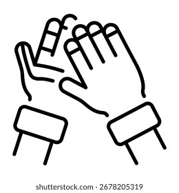 Ein lineares Stil-Symbol, das Handschuhe darstellt