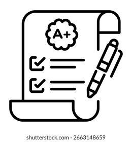A linear style icon representing grade sheet
