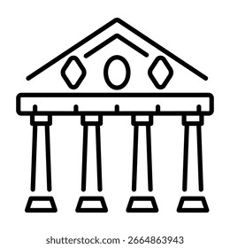Um ícone de estilo linear que representa o templo grego  