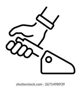 Un icono de estilo lineal que representa la palanca del freno de mano
