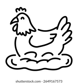 A linear style icon representing hen