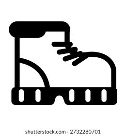 Un icono de estilo lineal que representa zapatos de senderismo