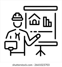 Un icono de estilo lineal que representa el Plan de la casa