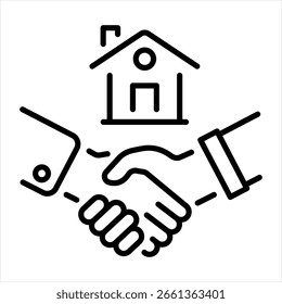 Un icono de estilo lineal que representa el negocio de la casa