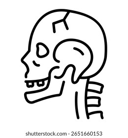Um ícone de estilo linear que representa o crânio humano