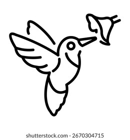 Ein lineares Stilsymbol, das den Kolibri darstellt