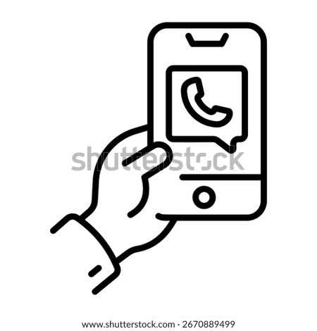 A linear style icon representing incoming call