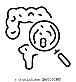 A linear style icon representing intestine testing