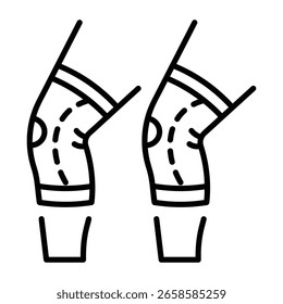 A linear style icon representing knee sleeve