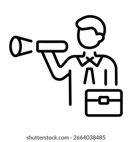 Un icono de estilo lineal que representa la visión del líder