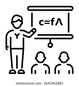 A linear style icon representing light equation  