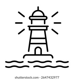 A linear style icon representing lighthouse