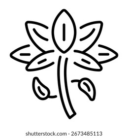Un icono de estilo lineal que representa la flor de loto