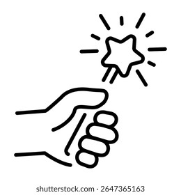 A linear style icon representing magic wand